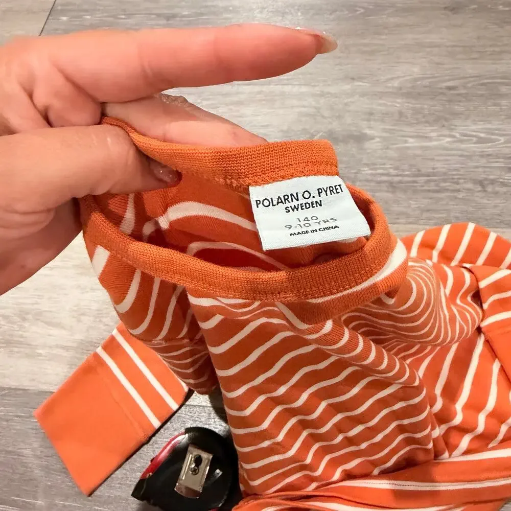 Polarn O. Pryet Orange Striped Long Sleeve 9-10 years